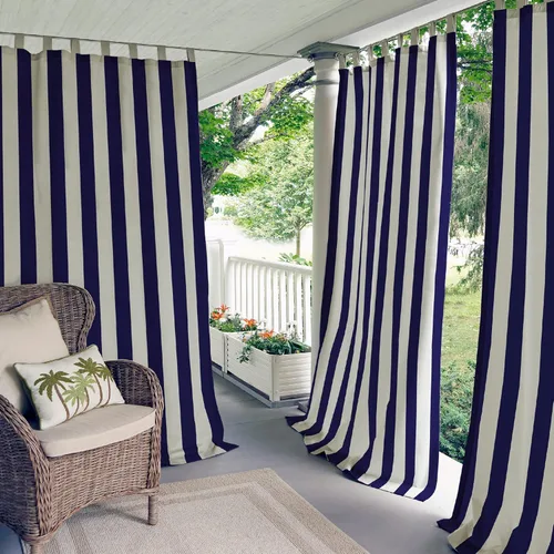 Vista 10 de Elrene Home Fashions Highland Stripe Panel de Cortina para interiores y exteriores, 50 pulgadas X 84 pulgadas, gris