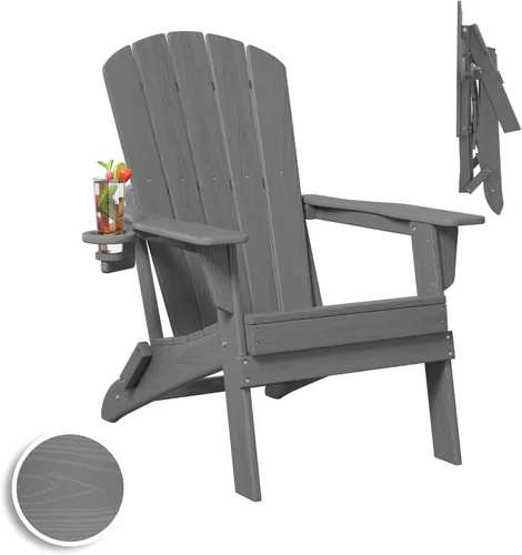 Vista 14 de Plawdlik Silla plegable Adirondack, probada por SGS, con textura de madera y portavasos, resistente a todo tipo de clima, de HDPE, cómoda