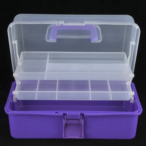 Vista 5 de Caja de herramientas multiusos de 3 capas, organizadores de herramientas con bandeja y divisores, organizadores de herramientas de plástico