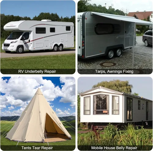 Vista 7 de RealPlus Cinta impermeable para el vientre de 4 x 50 pies, cinta impermeable para el vientre con adhesivo de sellado permanente para caravana