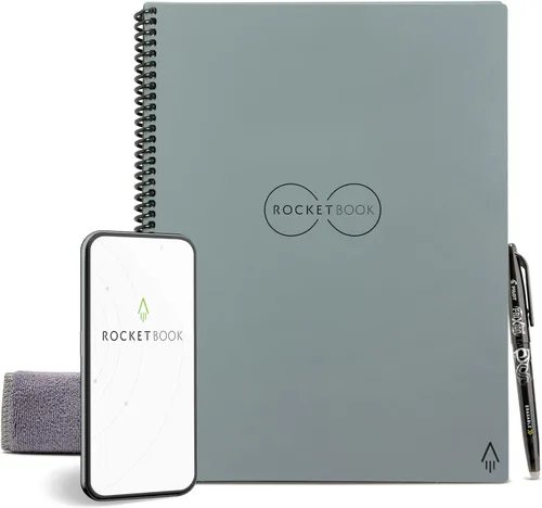 Vista 24 de Rocketbook Core - Cuaderno de espiral reutilizable, tamaño ejecutivo de 6 x 8.8 pulgadas, color negro, páginas punteadas, conectadas a