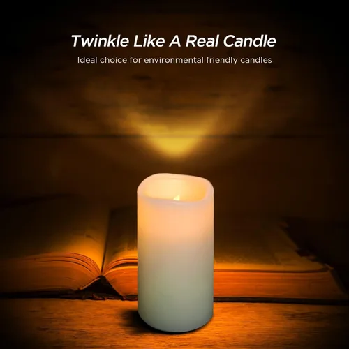 Vista 2 de Hausware Velas sin llama, funciona con pilas, de 4, 5, 6, 7, 8, 9 pulgadas, velas LED parpadeantes sin llama con control remoto y temporizador