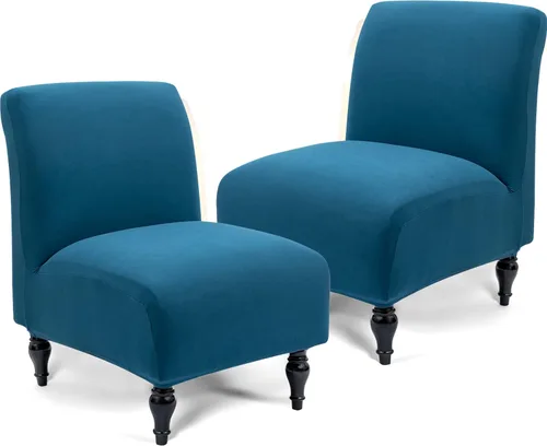 Vista 43 de Iauddy Funda para Silla de Acento Slipper sin Brazos Slipcover, Elástica de Spandex Extraíble Tela Jacquard Funda Antideslizante para Silla