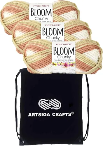 Vista 26 de Premier Yarns Bloom Chunky Hydrangea 1114-01 (6 madejas, el mismo lote de tinte) - Hilo acrílico grueso y voluminoso #5 para ganchillo y tejer