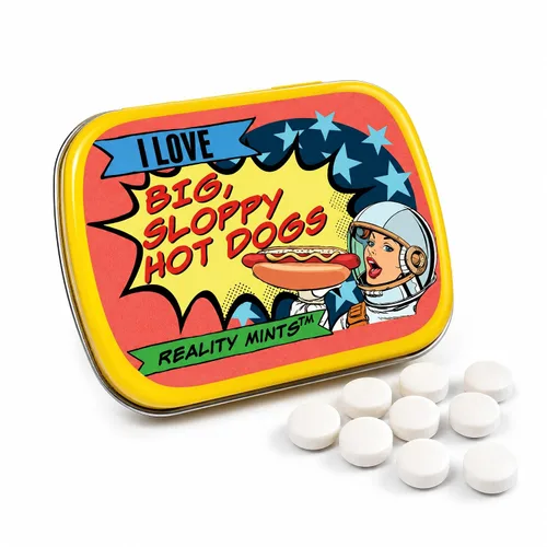 Gears Out I Love Big Sloppy Hot Dogs Reality Mints - Divertidas mentas de gaulteria - Divertidas latas de menta - perfectas para hermana, mejor