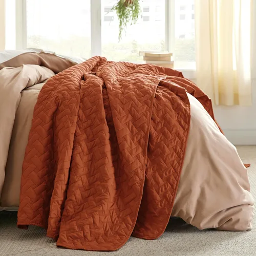 Vista 29 de Bedsure Colchas de tamaño Queen – Colchas ligeras tamaño Queen con patrón de tejido de canasta, ropa de cama suave, edredón de rosa polvorienta