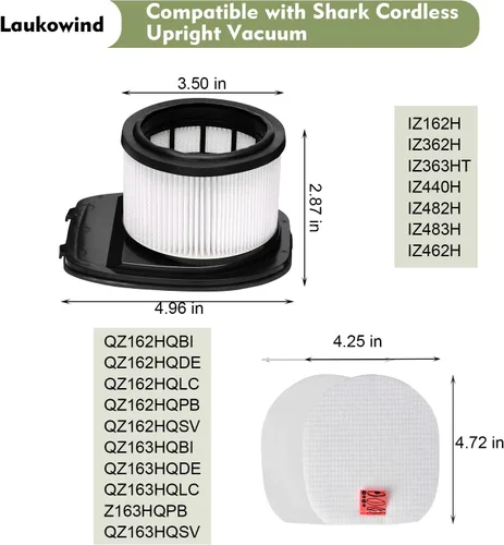 Vista 2 de Para Shark IZ362H IZ462H IZ363HT IZ163H IZ483H IZ483H Filtro de repuesto Anti-Alérgeno Ligero Inalámbrico Stick Vacuum Vertex Ultra Pet Plus Power