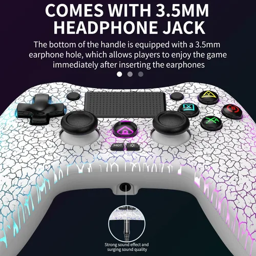 Vista 6 de RALAN Wireless Controller with 8 Color Adjustable LED Lighting Compatible with PS4 ProSlimfor PS4 Controller Dualshock 4, with Headphone Jack for