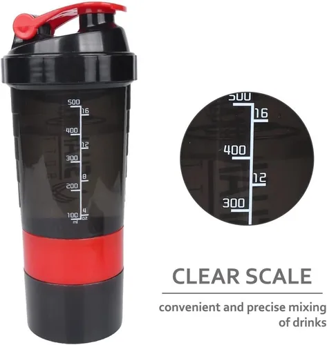 Vista 3 de Botella mezcladora de proteínas para mezclas de proteínas, 17 onzas, a prueba de fugas, fácil de limpiar, sin BPA, sin sabor, material seguro,