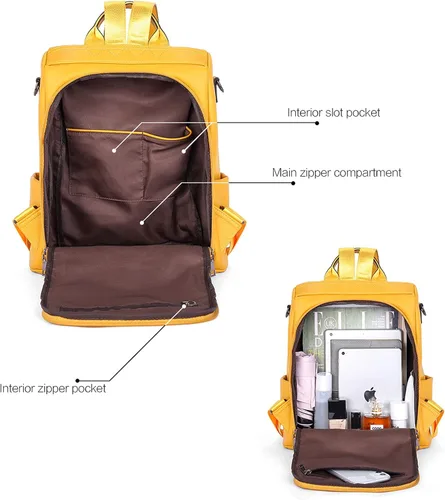 Vista 4 de Bromen - Mochila tipo bolso de mano de piel antirrobo para mujer a la moda