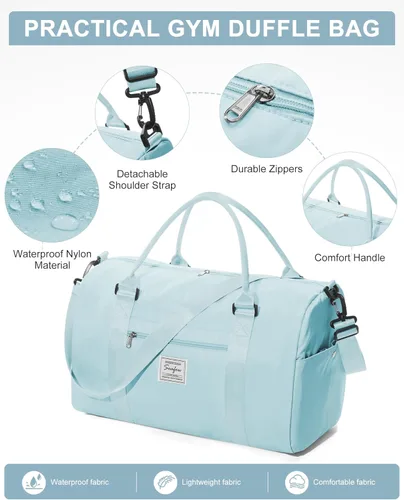 Vista 7 de Bolsa de gimnasio para mujer, bolsa de viaje de viaje, bolsa de mano deportiva, bolsa de fin de semana