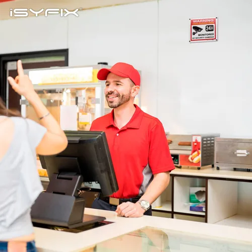 Vista 4 de iSYFIX Señal de advertencia de videovigilancia – 1 paquete de 7 x 6 pulgadas – 100% libre de óxido de aluminio .040, laminado para máxima