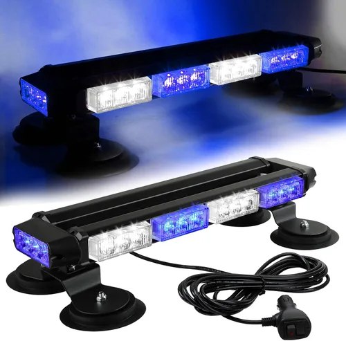 Vista 7 de ASPL Barra de luz LED estroboscópica intermitente de 16.8 pulgadas, 26 modos intermitentes de alta intensidad de emergencia de advertencia
