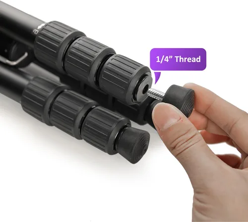 Vista 5 de Pies de punta de trípode de 1/4-20 hilos de goma universales antideslizantes y de acero inoxidable Pies de repuesto para trípode