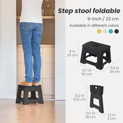 Vista 2 de Vigar Taburete de Escalón Compacto Plegable, Taburetes de Escalón de 9 pulgadas para Adultos hasta 330 Libras, Taburete Ligero, Taburete de Escalón