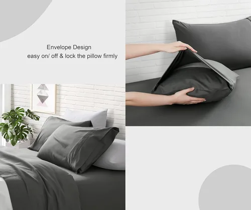 Vista 7 de Juego de sábanas de microfibra con bolsillo profundo, 120 GSM, 2400 TC, para cama individual, individual extragrande, matrimonial, queen y king