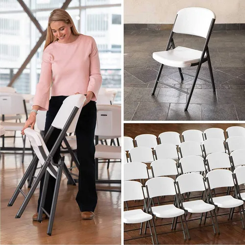 Vista 8 de Lifetime Silla plegable contorneada de grado comercial, color blanco (paquete de 4)