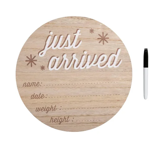 Vista 3 de Reece Studio Anuncio de Nacimiento de Nuevo Bebé con Accesorio de Fotos Rellenable, Letrero de Madera para Hospital de Recién Nacido, Tablero