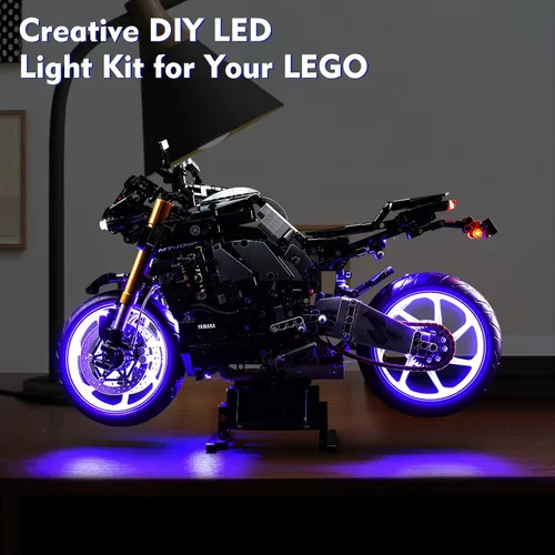 Vista 5 de LocoLee Kit de luces LED para Lego Yamaha MT-10 SP 42159, 2023, juego de iluminación creativa mejorado, accesorios compatibles con Lego 42159 juego