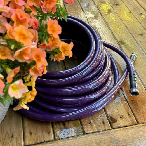 Vista 4 de Water Right 500 Series manguera de jardín de agua, alto caudal, Conexiones de latón, Berenjena