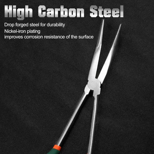 Vista 2 de SPEEDWOX Alicates de punta doblada de largo alcance de 11 pulgadas, dientes entrelazados de 30 grados, alicates finos de precisión para espacios