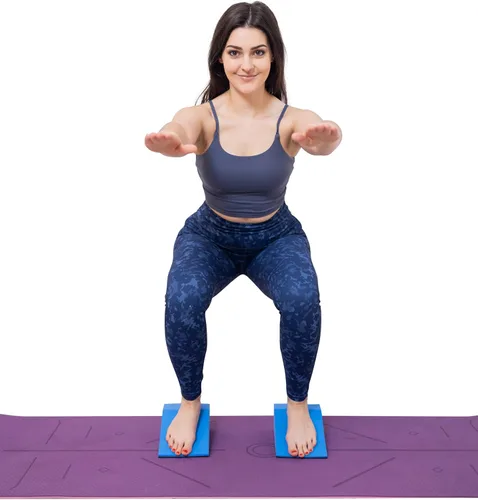 Vista 7 de Lumia Wellness Bloques de cuña de espuma para yoga, bloque sacro pélvico, parte inferior antideslizante, elevación de pantorrilla, bloque