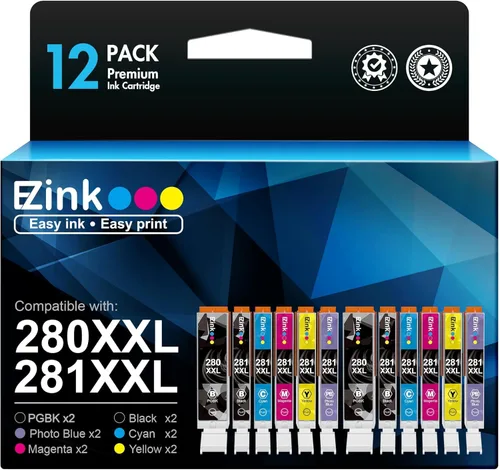 E-Z Ink Cartucho de tinta de repuesto compatible para Canon PGI-280XXL CLI-281XXL PGI 280XXL CLI 281XXL para usar con PIXMA TS9120 TS8120 TS8220
