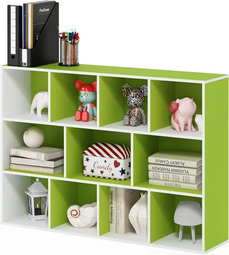 Vista 17 de Furinno - Estantería de 5 cubos serie Luder para libros y almacenamiento, color blanco y verde