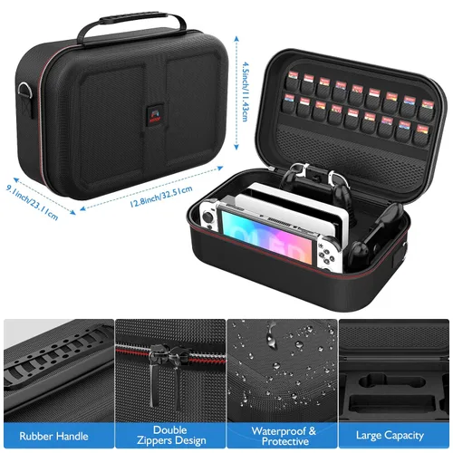Vista 3 de 27 in 1 Switch OLED Accessories Bundle for Switch OLED Model Upgraded 2023, OLED Carrying Storage Case, Dockable OLED Protective Case, OLED Screen