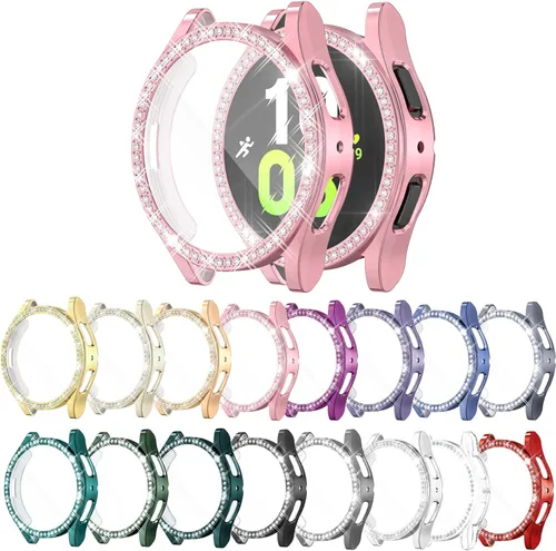 Paquete de 16 unidades de protector de pantalla para reloj YUVIKE compatible con Samsung Galaxy Watch 5/4 40mm, funda suave TPU con destellos de