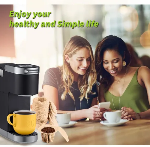 Vista 6 de Filtros de papel desechables sin blanquear con tapa para filtros reutilizables de taza K, filtros de café reutilizables K Cup, se adapta a todas