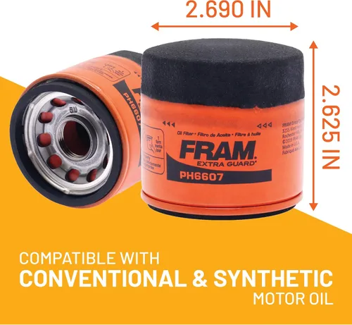 Vista 2 de FRAM EG+ PH6607P, filtro roscado de aceite para motor con intervalo de cambio de 10,000 millas para modelos de vehículos seleccionados