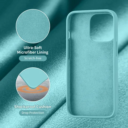 Vista 6 de Cordking Funda diseñada para iPhone 13 Pro, funda de silicona ultra delgada, a prueba de golpes, con forro de microfibra suave antiarañazos, 6.1