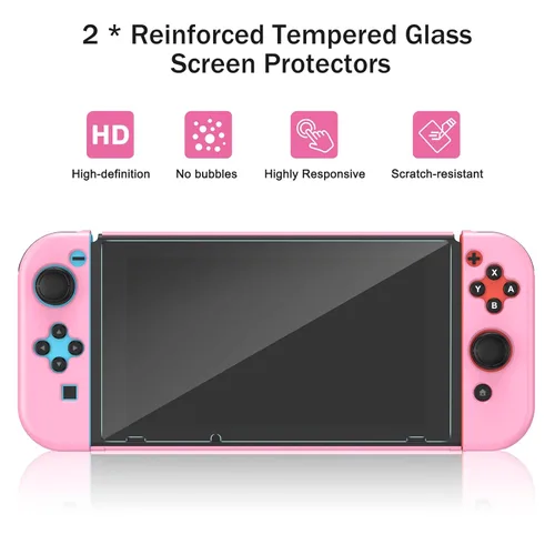Vista 6 de Younik Switch Carrying Case, 16 in 1 Switch Case Accessories Pink for Switch Original Model Includes Switch Travel Case Girls, Protective Case