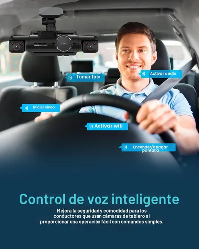 Vista 6 de Cámara de tablero AI delantera trasera interior, cámara de 4 canales 3k+1080P*3 con sistema de monitoreo inteligente de conducción, cámaras de coche