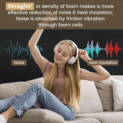 Vista 6 de Kaqiluo Paquete de 2 paneles de espuma acústica de célula cerrada autoadhesiva de alta densidad, 11.6 pies cuadrados x 0.4 pulgadas de grosor