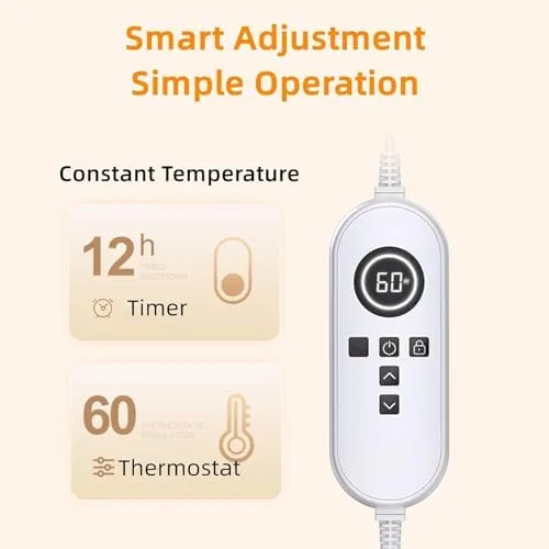 Vista 6 de Electric Heated Area Rug - Large Floor Heater with 60 Adjust Temperature Levels, 12-Hour Timer, Carbon Crystal Heating Pad for Indoor Comfort and