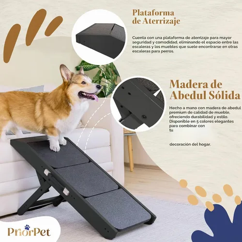 Vista 6 de Rampa para perros para sofá, antideslizante, resistente, plegable, soporta hasta 200 libras, ajustable de 7 a 20 pulgadas, plataforma de aterrizaje