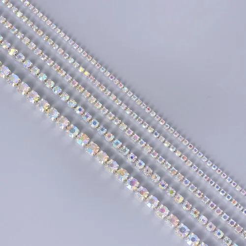 Vista 7 de Jerler 10 yardas de diamantes de imitación de cristal SS6.50.079 in, cadena de cierre AB para manualidades de costura, ideal para bodas, fiestas