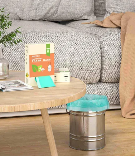 Vista 9 de AYOTEE Bolsas de basura compostables con cordón de 4 galones, 100 unidades, ultra fuertes, sin perfume, bolsas de basura pequeñas, bolsas de basura