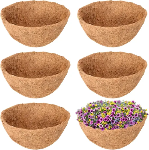 Vista 10 de Legigo Paquete de 3 cestas colgantes de 8 pulgadas de repuesto para cestas colgantes de coco, 100% natural, redondas, de fibra de coco y coco
