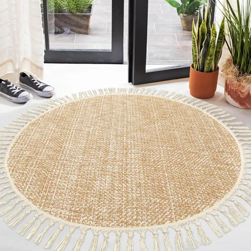 Vista 17 de Collive Alfombra de Baño Negra, 2' x 3' Tejida a Mano Lavable Alfombras Pequeñas de Cocina, Alfombra de Entrada Reversible de Algodón Alfombra