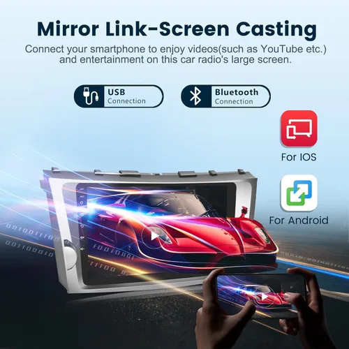 Vista 4 de Radio de coche 5GHz-WiFi 2G+64G para Toyota Camry 2006 2007 2008 2009 2010 2011 con CarPlay Android Auto, 9 pulgadas pantalla táctil Android 15