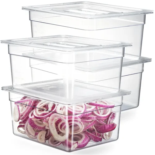 Vista 11 de CURTA Paquete de 6 sartenes NSF para alimentos, tamaño 1/3, 6 pulgadas de profundidad, plástico de policarbonato comercial transparente apto
