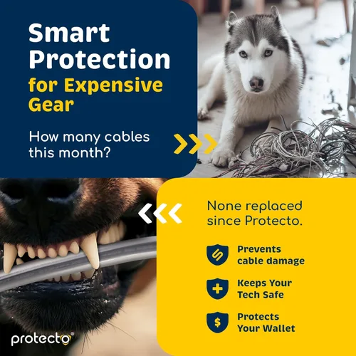 Vista 5 de PROTECTO Protector de Cables Resistente para Perros y Gatos, Funda Larga de 10 Pies, Cubierta de Cable de 1/2 Pulgada Fácil de Usar para Mascotas