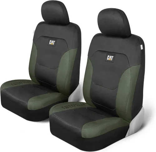 Vista 24 de Fundas de asiento CAT Flexfit negras y azules para coches, camiones y SUV - (2) Fundas de asiento delanteras para coche Protectores de asiento