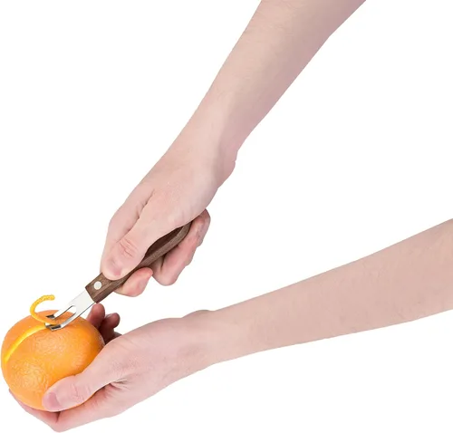 Vista 10 de Viski Cuchillo de canal, herramienta para pelar cítricos y naranja, herramienta de barra de madera de nogal y acero inoxidable para adornos