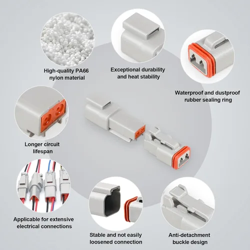 Vista 3 de kit de conectores DT Deutsch gris de 452 piezas - Conectores impermeables (2, 3, 4, 6, 8, 12 pines) con herramientas de extracción de contactos