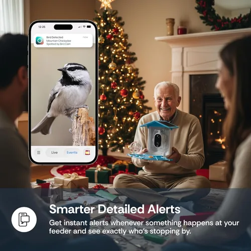 Vista 3 de Luna - Comedero inteligente para pájaros con cámara, identificación mejorada de especies de pájaros con inteligencia artificial, video HD 2K