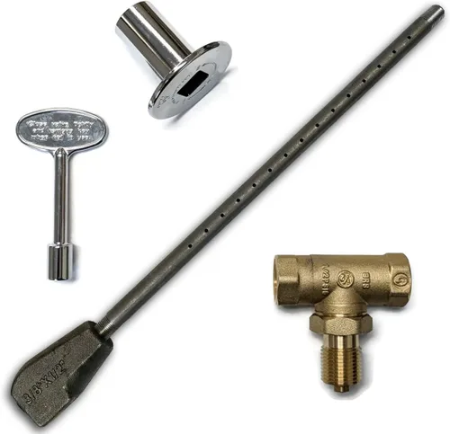 Midwest Hearth Kit universal de encendedor de troncos con tubo de quemador, válvula de bola recta, llave cromada y placa de suelo (gas natural)